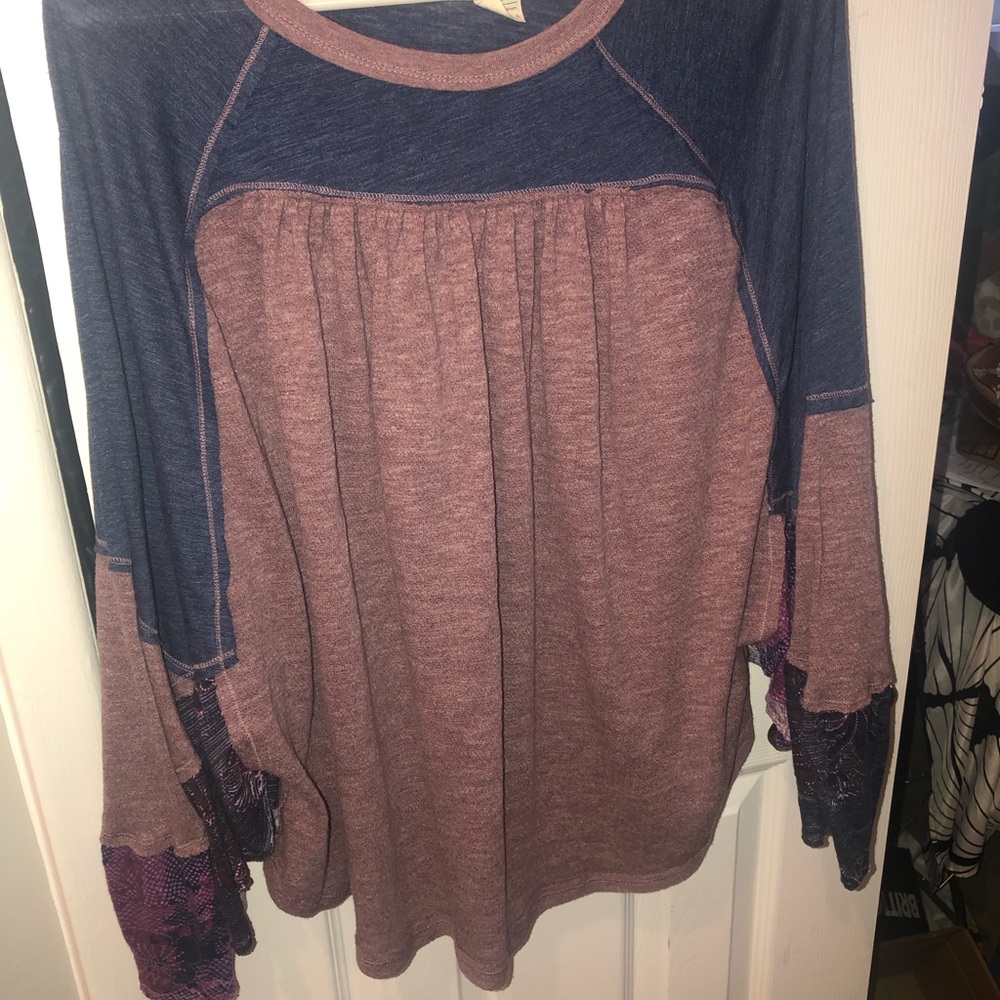 FP Movement by Free People Navy and Mauve Blouse